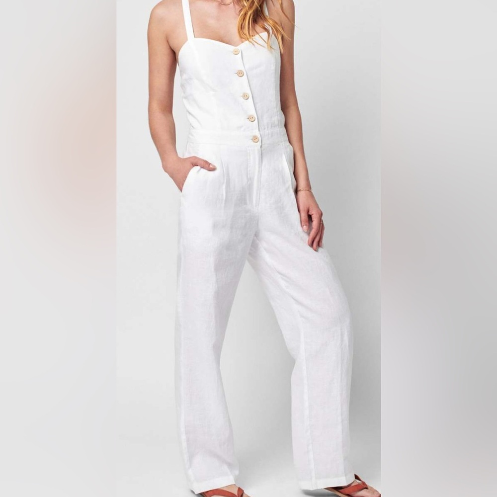Faherty Ozzy 100% Linen Jumpsuit  White Women's XS - New with Tags